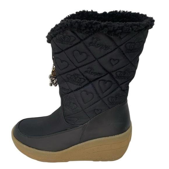JUICY COUTURE Boots Quilted Snow Flurry Snowflake Wedges Size 6 - Picture 9 of 13